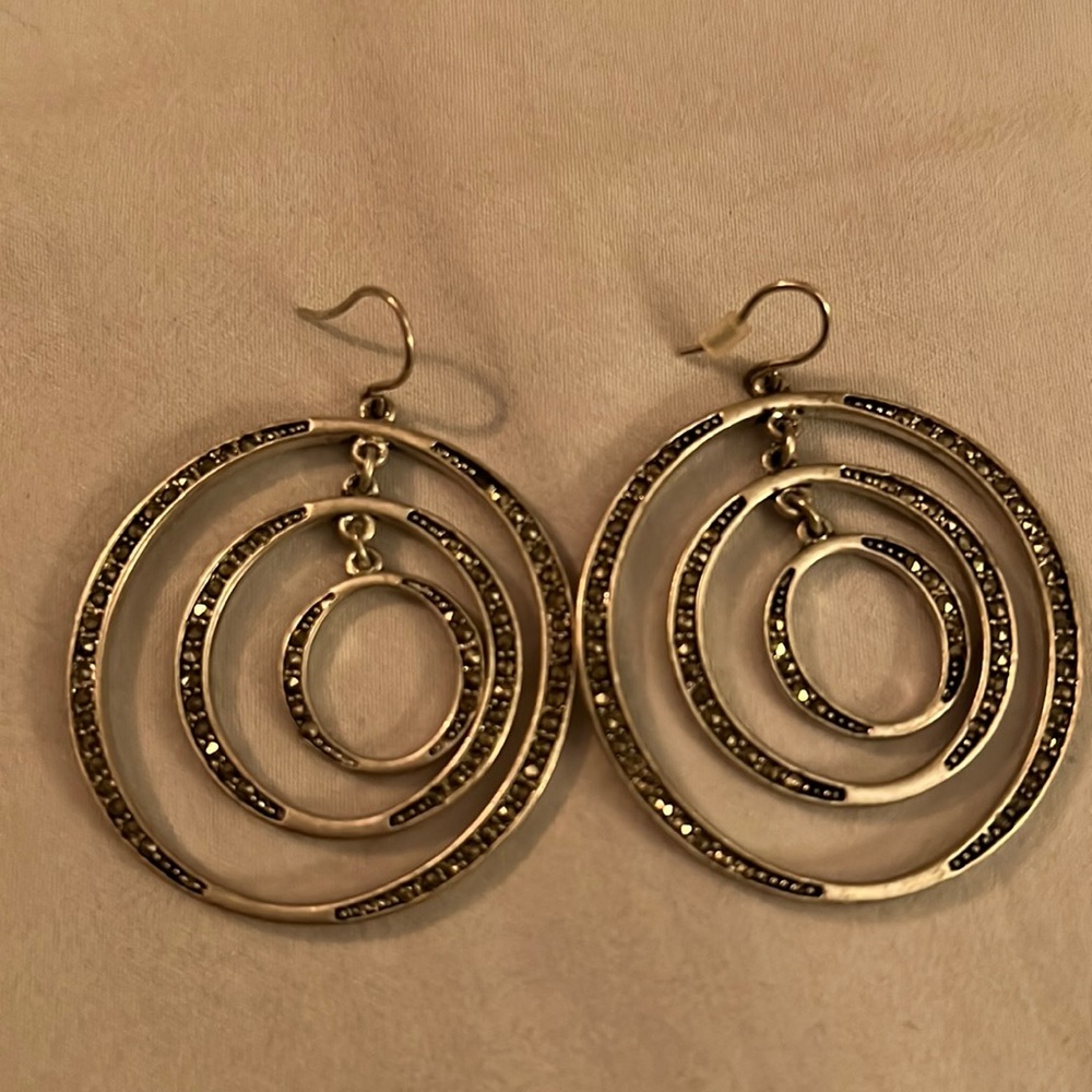 Silver and black onyx earrings